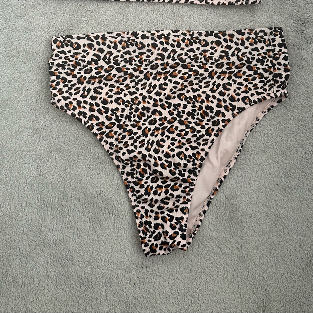 Leopard Print High Waisted Bikini Bottoms